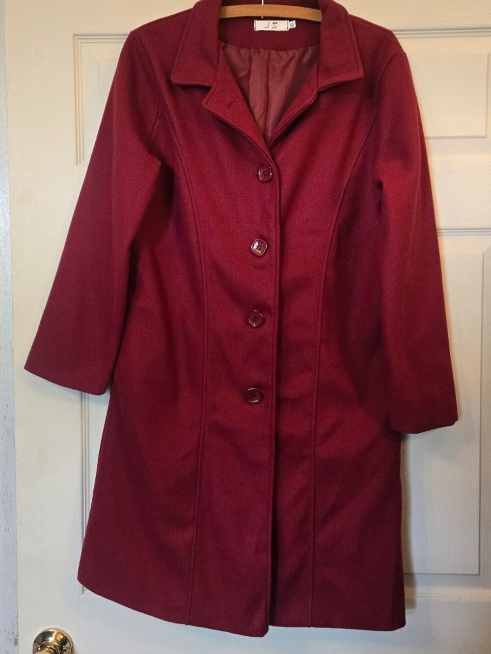 Vintage Dark Red Wool Swing Coat size XXL